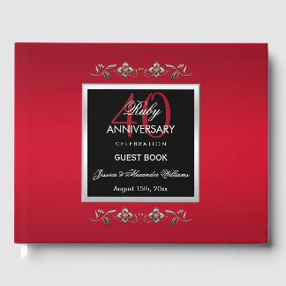 Elegant Ruby Gemstone 40th Wedding Jubileum Gastenboek