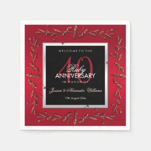 Elegant Ruby Gemstone 40th Wedding Jubileum Servet