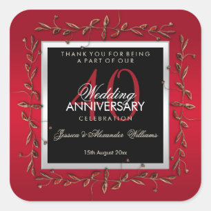 Elegant Ruby Gemstone 40th Wedding Jubileum Vierkante Sticker