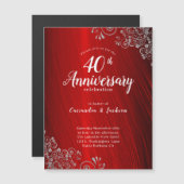 Elégant Ruby Red 40th Anniversary Invitation (Devant / Derrière)