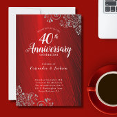 Elégant Ruby Red 40th Anniversary Invitation