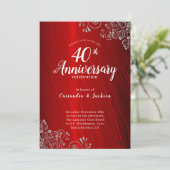 Elegant Ruby Red 40th Jubileum Invitation (Staand voorkant)