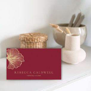 Elegant Ruby Red Floral QR Code Visitekaartje