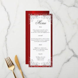 Elegant Ruby Red Four Course Wedding Menu