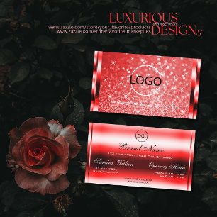 Elegant Ruby Red Glitter Spark Luminous Stars Logo Visitekaartje