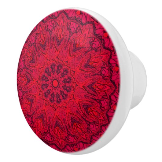 Elegant Ruby Red Intricate Faux Glass Keramische Knop (Rechts)