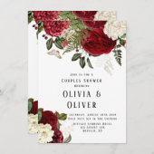 Elegant Ruby Red Peonies Couples Shower Kaart (Voorkant / Achterkant)