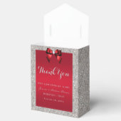 Elegant Ruby Red, Silver Glitter Wedding Bedankdoosjes (Geopend)