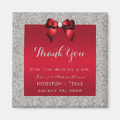 Elegant Ruby Red, Silver Glitter Wedding Magneet (Voorkant)