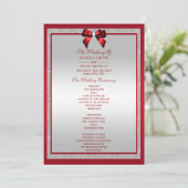 Elegant Ruby Red & Silver Glitter Wedding Programma (Staand voorkant)
