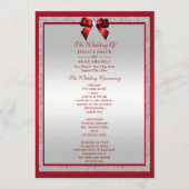 Elegant Ruby Red & Silver Glitter Wedding Programma (Voorkant)