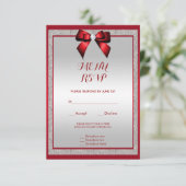Elegant Ruby Rood & Zilver Glitter Bruiloft Menu (Staand voorkant)