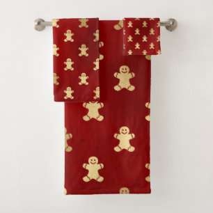 Élégant Ruby Rouge et Gold Gingerbread Homme