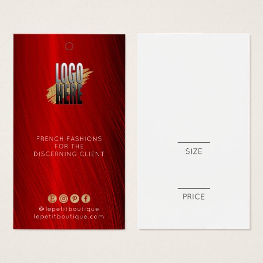 Élégant Ruby Rouge Vêtements Prix tag avec logo (Devant & derrière)