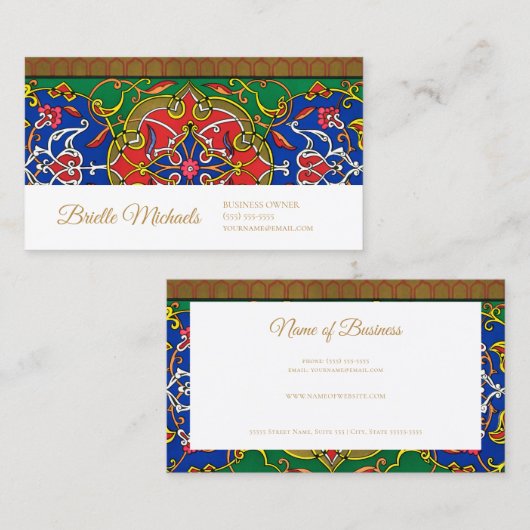 Elegant Russisch sierontwerp met gouden schrift Visitekaartje (Voorkant / Achterkant)