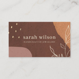 Elegant Rust Abstract Bruin Oranje Leafy Foliage Visitekaartje