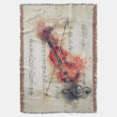Elegant Rust Black Cream Waterverf Violin Deken (Voorkant Verticaal)