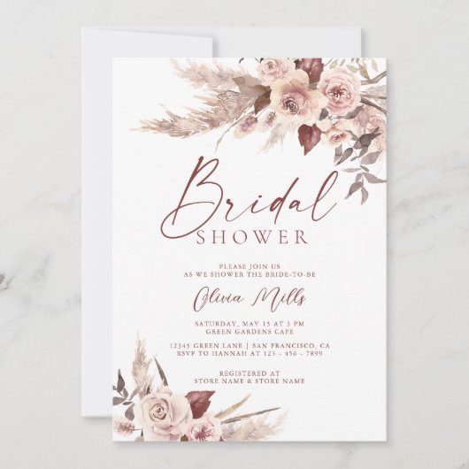 Elegant Rust Champagne Pampas Boho Vrijgezellenfee Kaart (Voorkant)