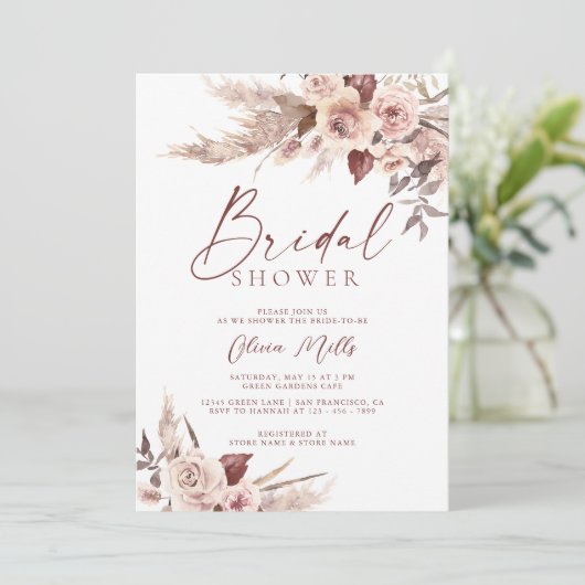 Elegant Rust Champagne Pampas Boho Vrijgezellenfee Kaart (Staand voorkant)