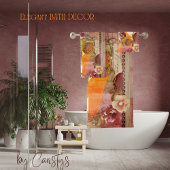Elegant Rust, Cream, Oranje Florals Towel Bad Handdoek