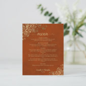 Elégant Rust Orange & Gold Budget Mariage Menu (Debout devant)