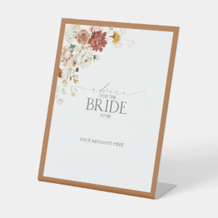 Elegant Rust Oranje Floral Advice aan de Bride Reclamebord Met Voetstuk