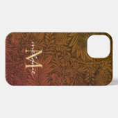 Elegant Rust Oranje Gold Floral Script Monogram iPhone Hoesje (Achterkant horizontaal)