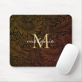 Elegant Rust Oranje Gold Floral Script Monogram Muismat (Met muis)