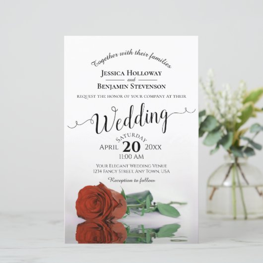 Elegant Rust Oranje Roos BUDGET Weddenschap Uitnod (Staand voorkant)