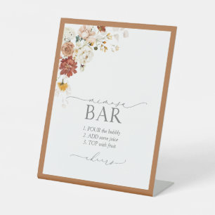 Elegant Rust Oranje Vrijgezellenfeest Mimosa Bar Reclamebord Met Voetstuk
