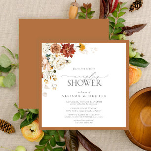 Elegant Rust Oranje Waterverf Couples Shower Invi Kaart