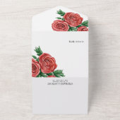 Elegant Rust Rood en Salie Bloemen Rozen Bruiloft All In One Uitnodiging (Buitenkant)