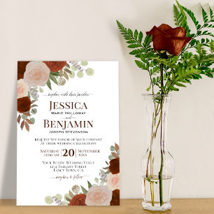 Elegant Rust Sinaasappel & Peach Rozen Boho Weddin Kaart