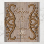 Elegant  Rustic 50th Wedding Jubileum Wijn Etiket (Enkel label)