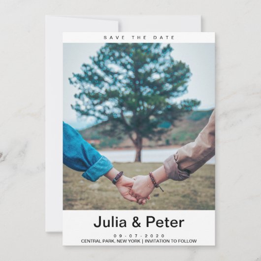 Elegant Rustic - aangepaste foto slaat de datum op Kaart (Voorkant)