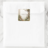 Elegant Rustic Autumn Forest Gold Frame Vierkante Sticker (Tas)