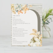 Elegant Rustic Autumn Pumpkin Arch Floral Wedding Menu (Staand voorkant)