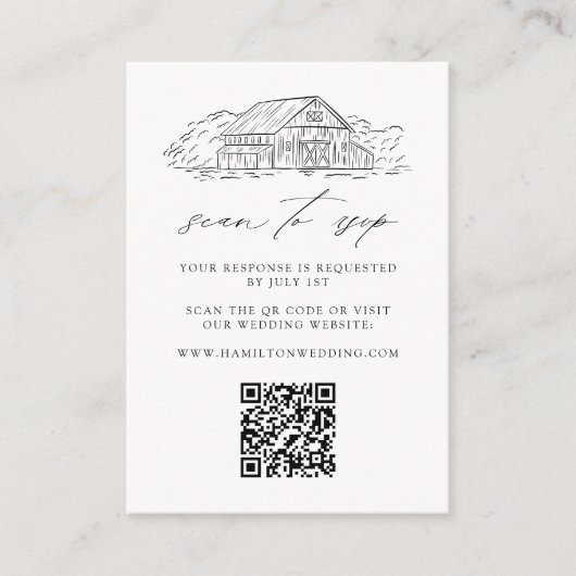 Elegant Rustic Barn Wedding QR Code Website RSVP Informatiekaartje (Voorkant)