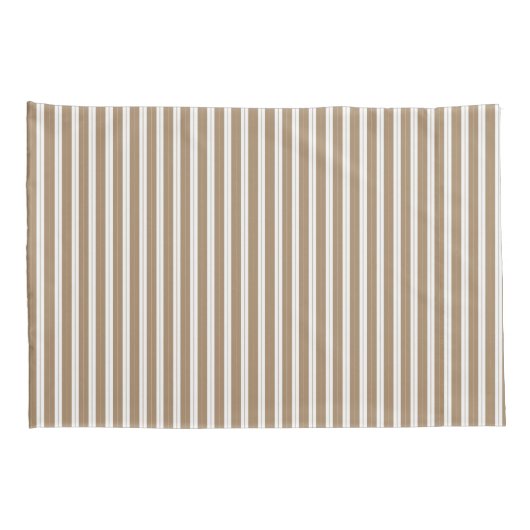 Elegant Rustic Beige Brown French Stripe Kussensloop (Achterkant-Rechts)