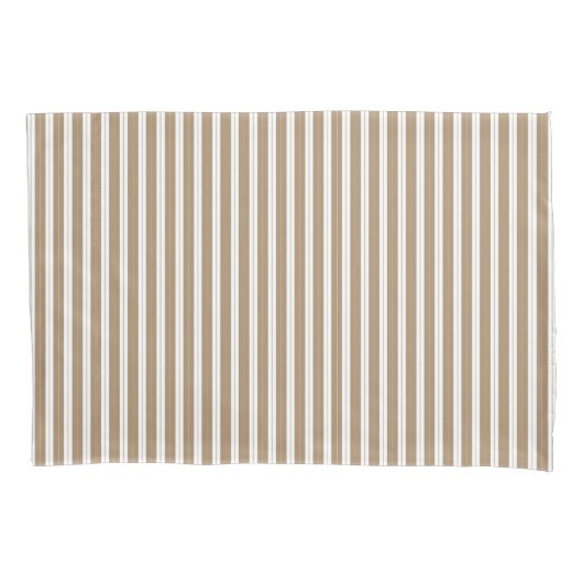 Elegant Rustic Beige Brown French Stripe Kussensloop (Voorkant-Links)