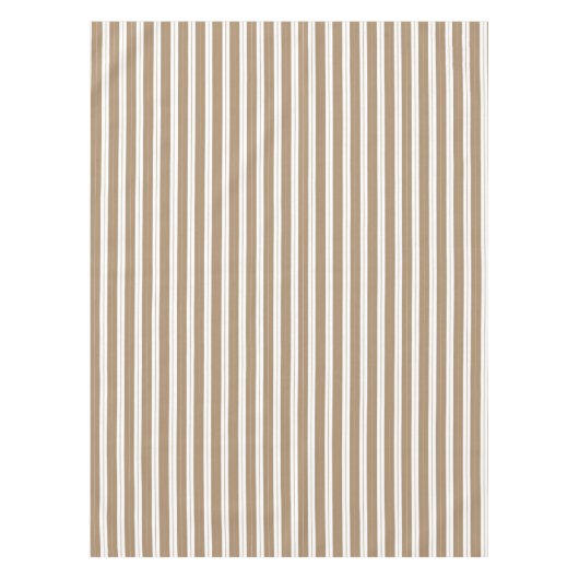 Elegant Rustic Beige Brown French Stripe Tafelkleed (Voorkant)