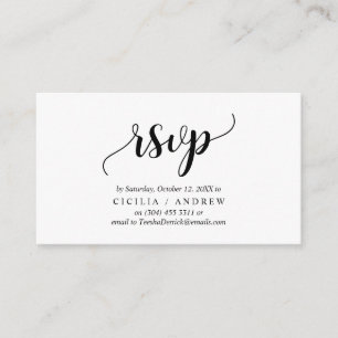 Elégant Rustic Black, Invitation RSVP, répondez