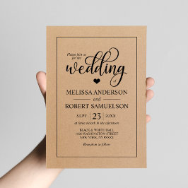 Elegant Rustic Black Kraft Paper Weddenschap Kaart