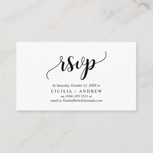 Elegant Rustic Black, Uitnodiging RSVP, Reageren Informatiekaartje (Voorkant)