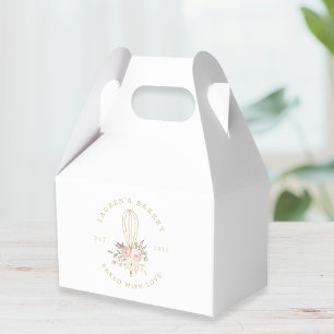 Elegant Rustic Bloemig Logo voor Thuisbakkerij Bedankdoosjes