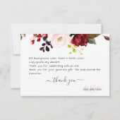 Elegant Rustic Bloom Burgundy Blush Bedankkaart (Achterkant)
