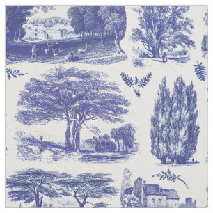 Elegant Rustic Blue Country Toile Stof