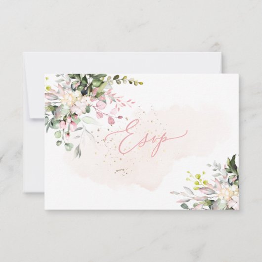 Elegant Rustic Blush Pink Eucalyptus, Meal RSVP Kaart (Achterkant)