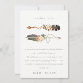 Elegant Rustic Boho Feather Floral Arrow Wedding Bedankkaart (Voorkant)