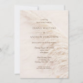 Elegant Rustic Boho Pampas Grass Wedding Kaart (Voorkant)